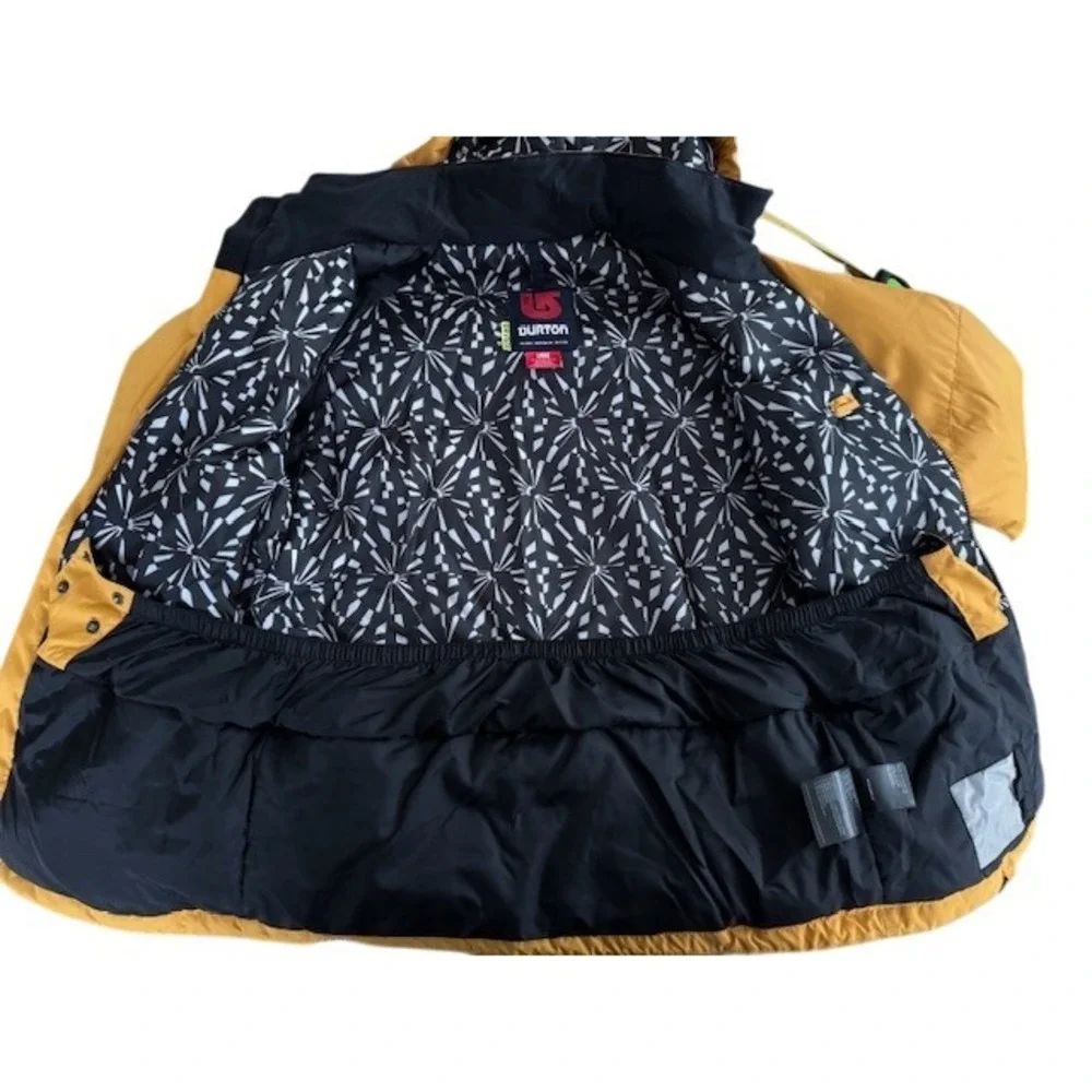 Burton Snowboard Jacket Boys Youth Yellow Hooded Full Zip Winter Gear - L